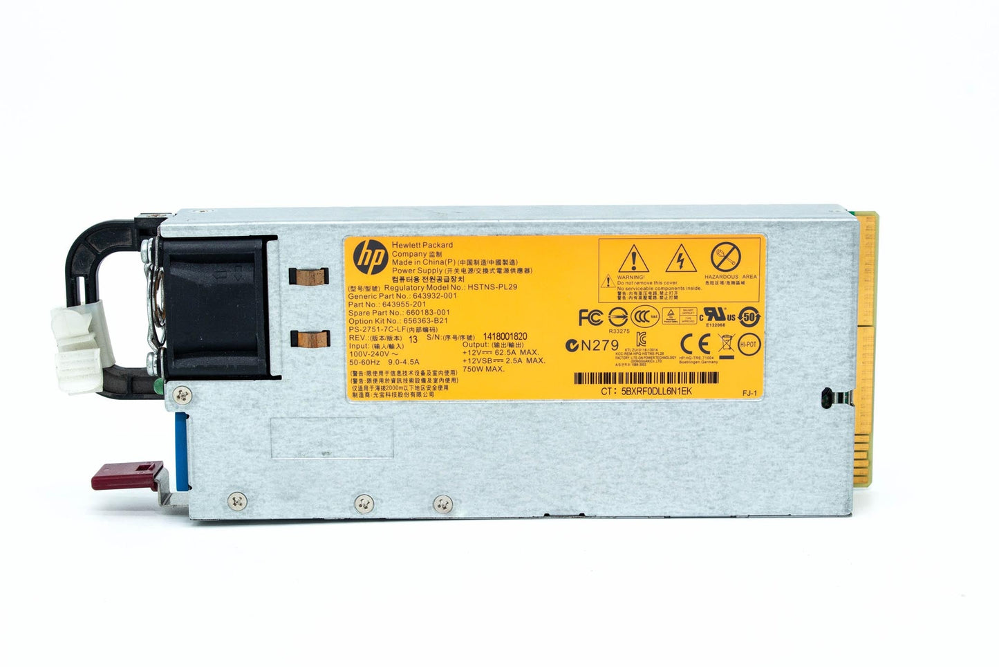 PS,1U,750W,12V,HTPLG,RED,HE-P-B,PLC,DEL
