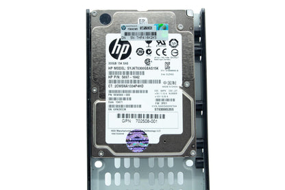 300GB SAS HDD - 15k RPM, 2.5-in SFF, 6Gb/s transfer rate, model SYJKT0300GBAS15K - For use with 3PAR SS 7000 & M6710 enclosure. "Jan 7 2019: limited supply spare p/n, go to STATS to check alternate p/n and SA. Note newer drive has a higher OS level req."