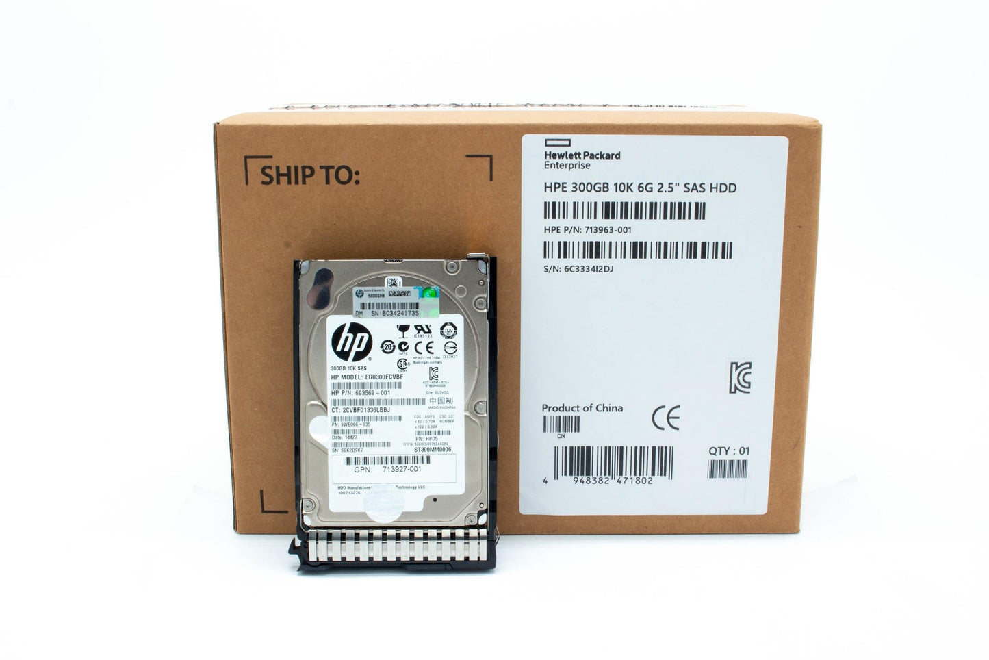 300GB SAS Hard Disk Drive (HDD) - 10,000 RPM, 2.5-INCH Form Factor, 6.0GB Per SECOND Transfer Rate, Smartdrive Carrier (SC)