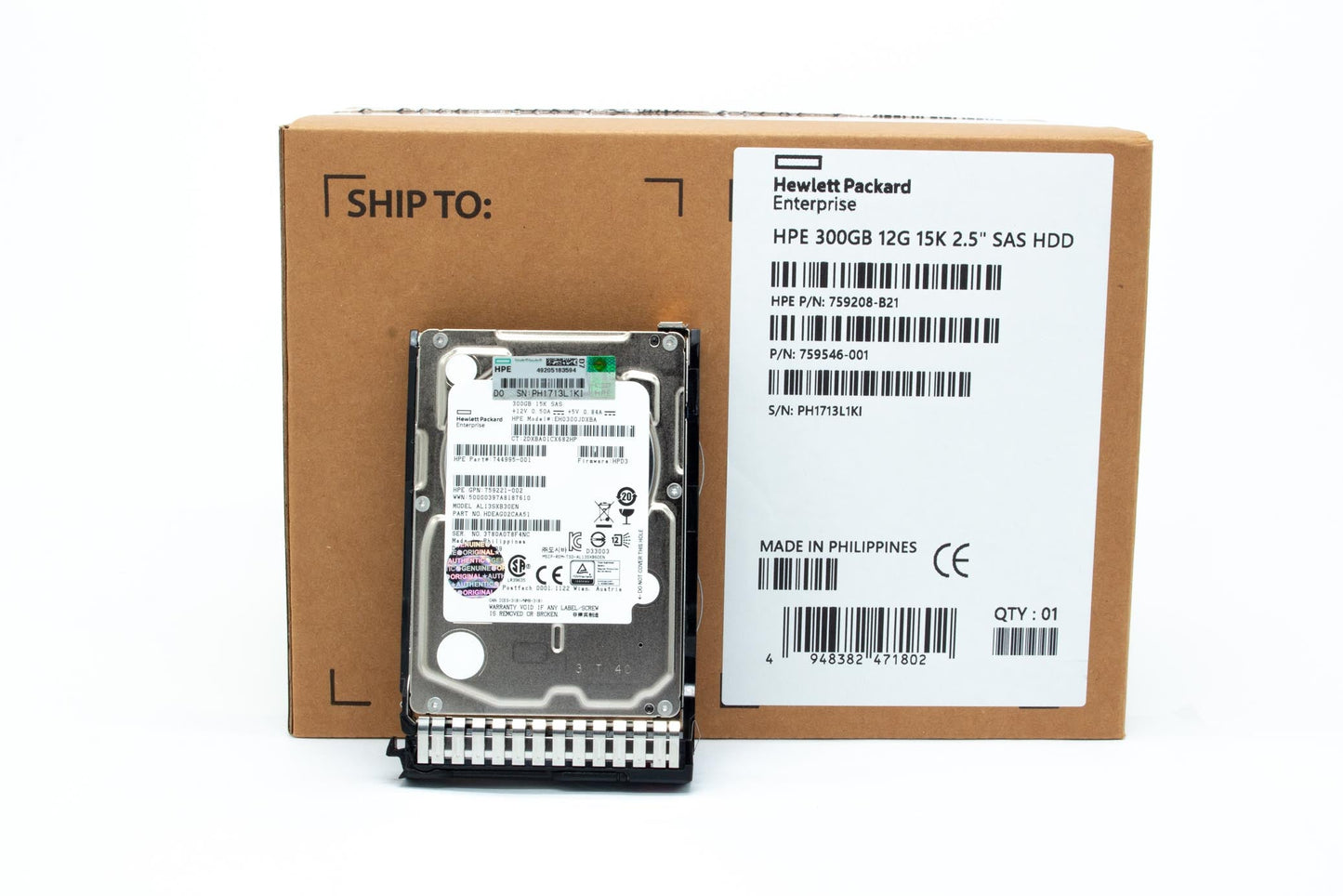 300GB hot-plug SAS hard disk drive - 12Gb/sec transfer rate, 15,000 RPM, 2.5-inch small form factor (SFF), SmartDrive Carrier (SC) - For use with Gen8/Gen9 or newer ;