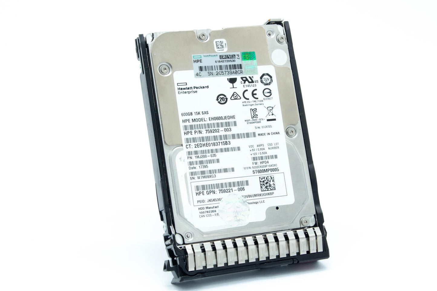 600GB hot-plug SAS hard disk drive - 12Gb/sec transfer rate, 15,000 RPM, 2.5-inch small form factor (SFF), SmartDrive Carrier (SC) - For use with Gen8/Gen9 or newer