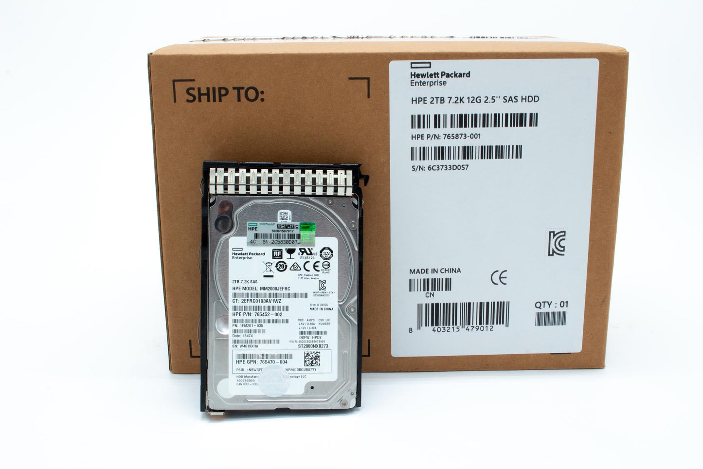 2TB hot-plug SAS hard disk drive - 12Gb/sec transfer rate, 7,200 RPM, 2.5-inch small form factor (SFF), Midline (MDL), 512e format, SmartDrive Carrier (SC) - For use with Gen8/Gen9 or newer