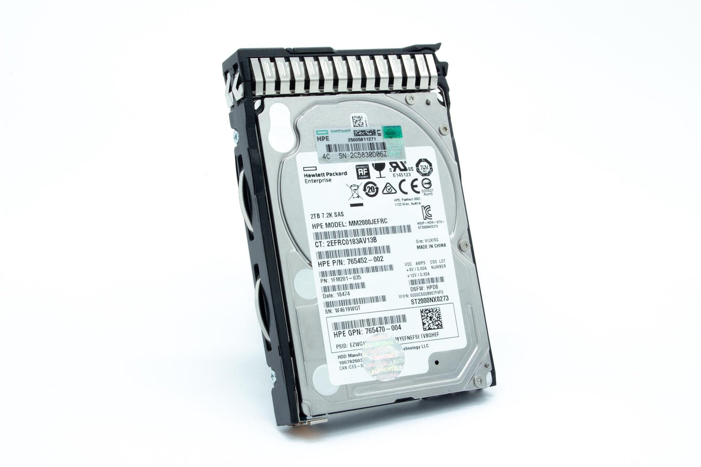 2TB hot-plug SAS hard disk drive - 12Gb/sec transfer rate, 7,200 RPM, 2.5-inch small form factor (SFF), Midline (MDL), 512e format, SmartDrive Carrier (SC) - For use with Gen8/Gen9 or newer