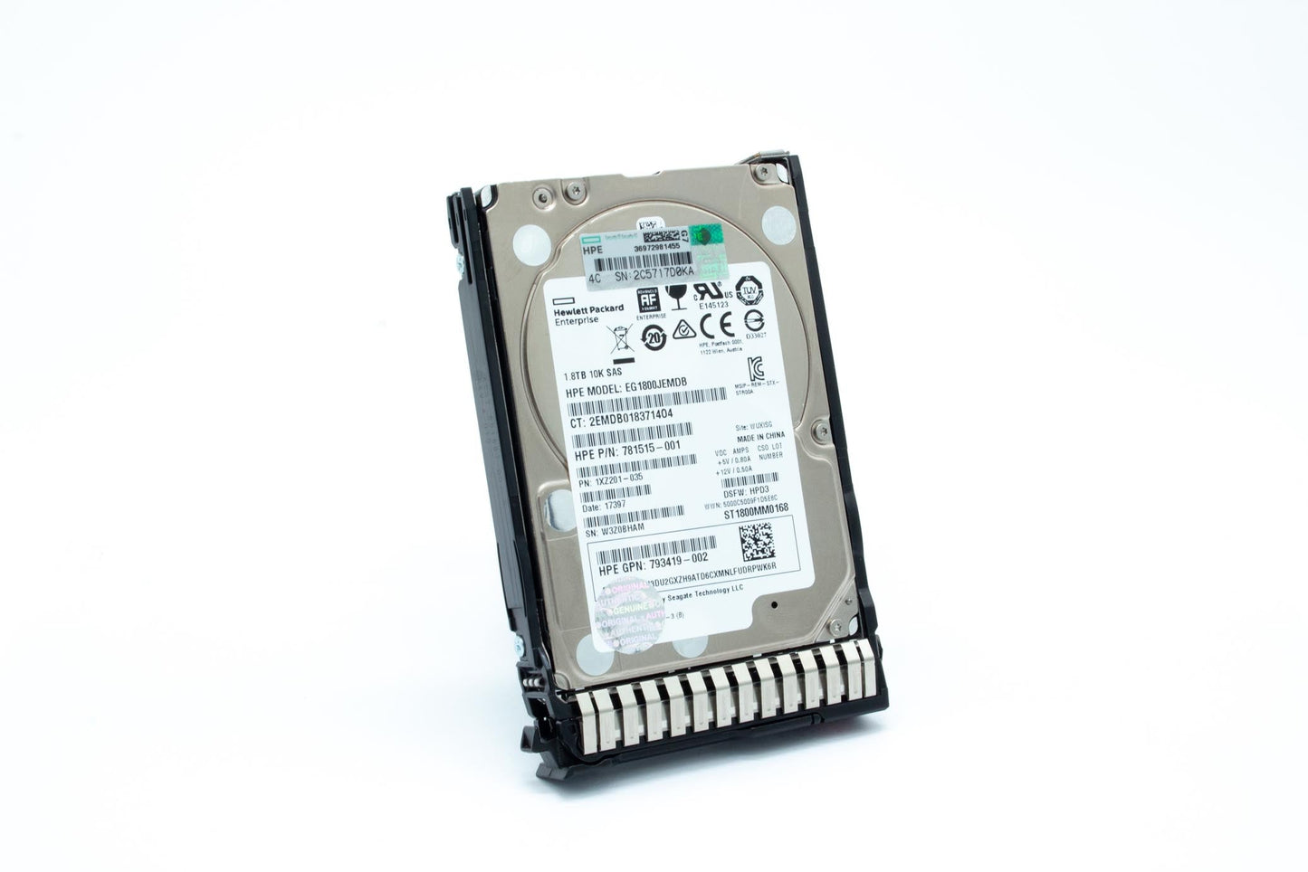 1.8TB hot-plug SAS hard disk drive - 12Gb/sec transfer rate, 10,000 RPM, 2.5-inch small form factor (SFF), Enterprise, 512e format, SmartDrive Carrier (SC) - For use with Gen8/Gen9 or newer
