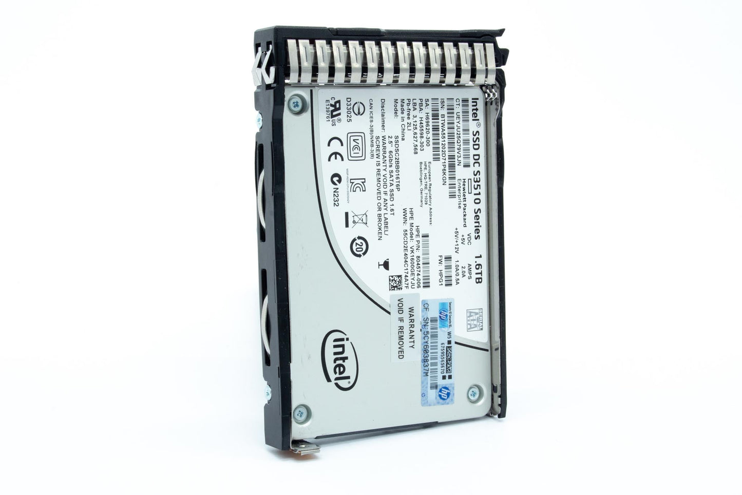 1.6TB hot-plug Solid State Drive (SSD) - SATA interface, Read Intensive-2 (RI), 6Gb/sec transfer rate, 2.5-inch small form factor (SFF), Smart Carrier (SC), enterprise drive, value endurance (VE), Power Loss Protection (PLP)