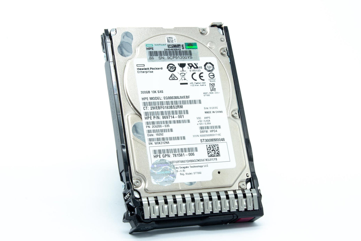 300GB SAS hard drive - 12Gb/s interface, 10,000 RPM, 2.5-inch small form factor (SFF), smart carrier (SC), digitally signed firmware
