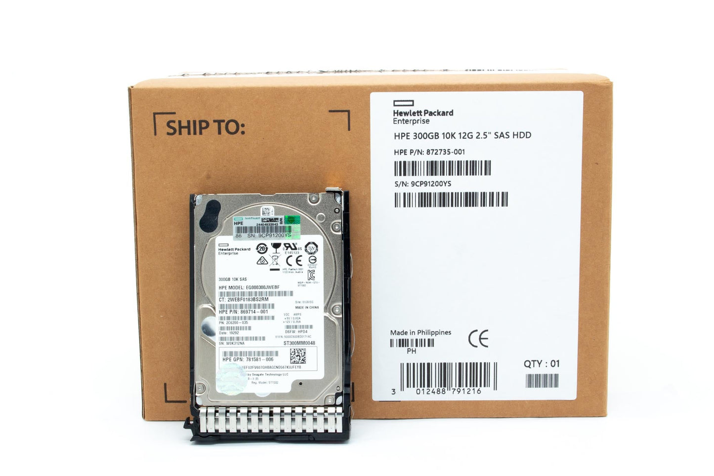 300GB SAS hard drive - 12Gb/s interface, 10,000 RPM, 2.5-inch small form factor (SFF), smart carrier (SC), digitally signed firmware