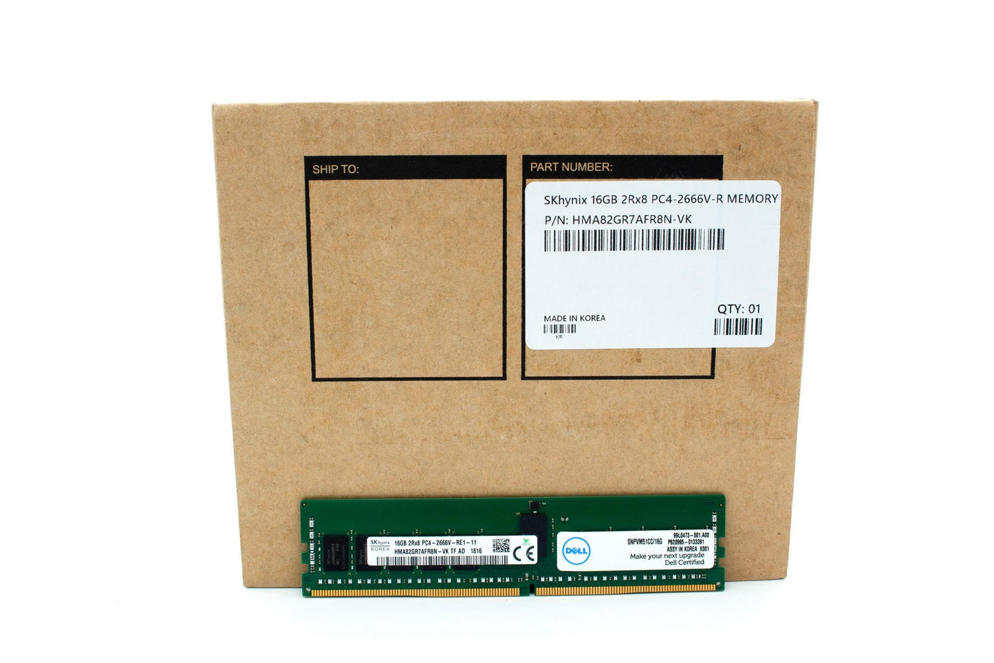 SK Hynix 16GB PC4-2666V DDR4 2Rx8 ECC REG Server RAM HMA82GR7AFR8N-VK Memory CT16G4RFD8266, MTA18ASF2G72PDZ-2G6D1SI
