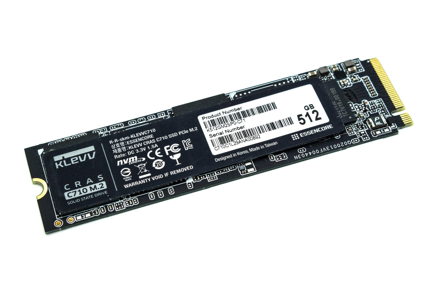Klevv Cras C710 512gb M.2 Pcie 3x4 Nvme 3D NAND Internal SSD Read Speed 2,050MB/S / Maximum Write Speed 1,650MB/S : K512GM2SP0-C71