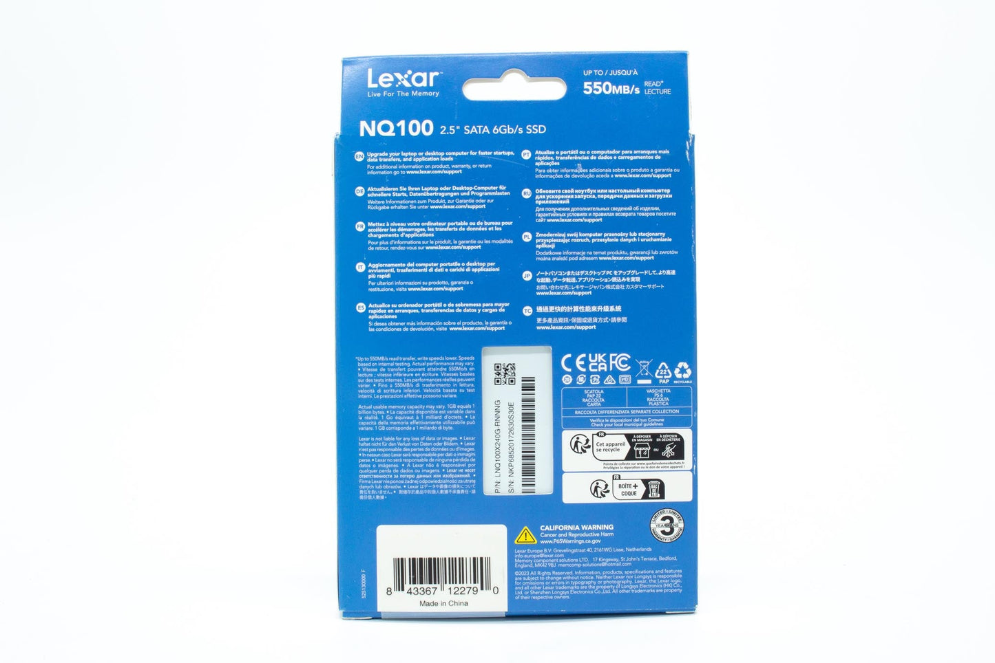 Lexar 240GB 2.5" SATA III Internal SSD, Up to 550MB/s Read (LNQ100X240G-RNNNG)