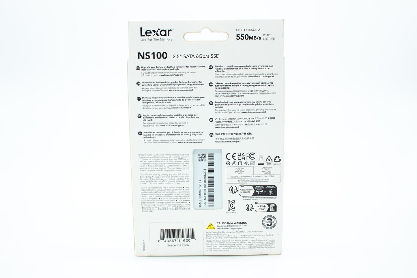 Lexar NS100 512GB 2.5” SATA III Internal SSD, Solid State Drive, Up to 550MB/s R