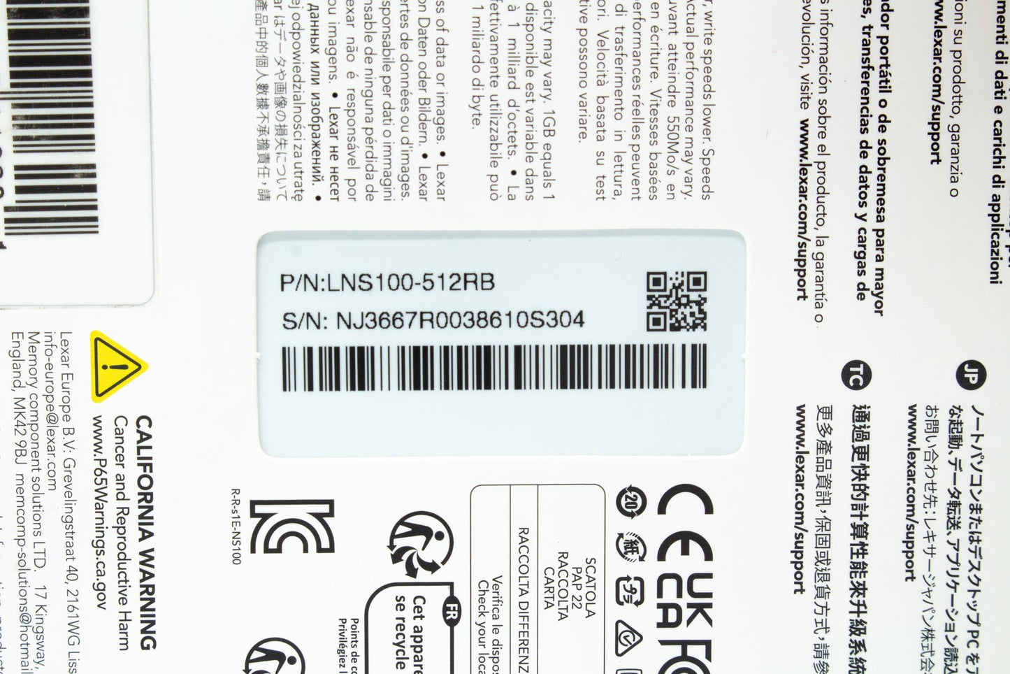 Lexar NS100 512GB 2.5” SATA III Internal SSD, Solid State Drive, Up to 550MB/s R