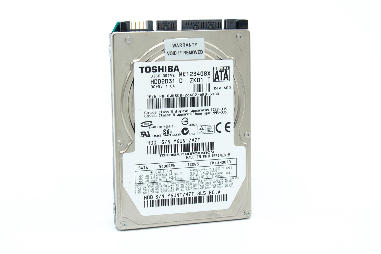 Toshiba (MK1234GSX) 120GB 2.5" SATA Laptop HDD