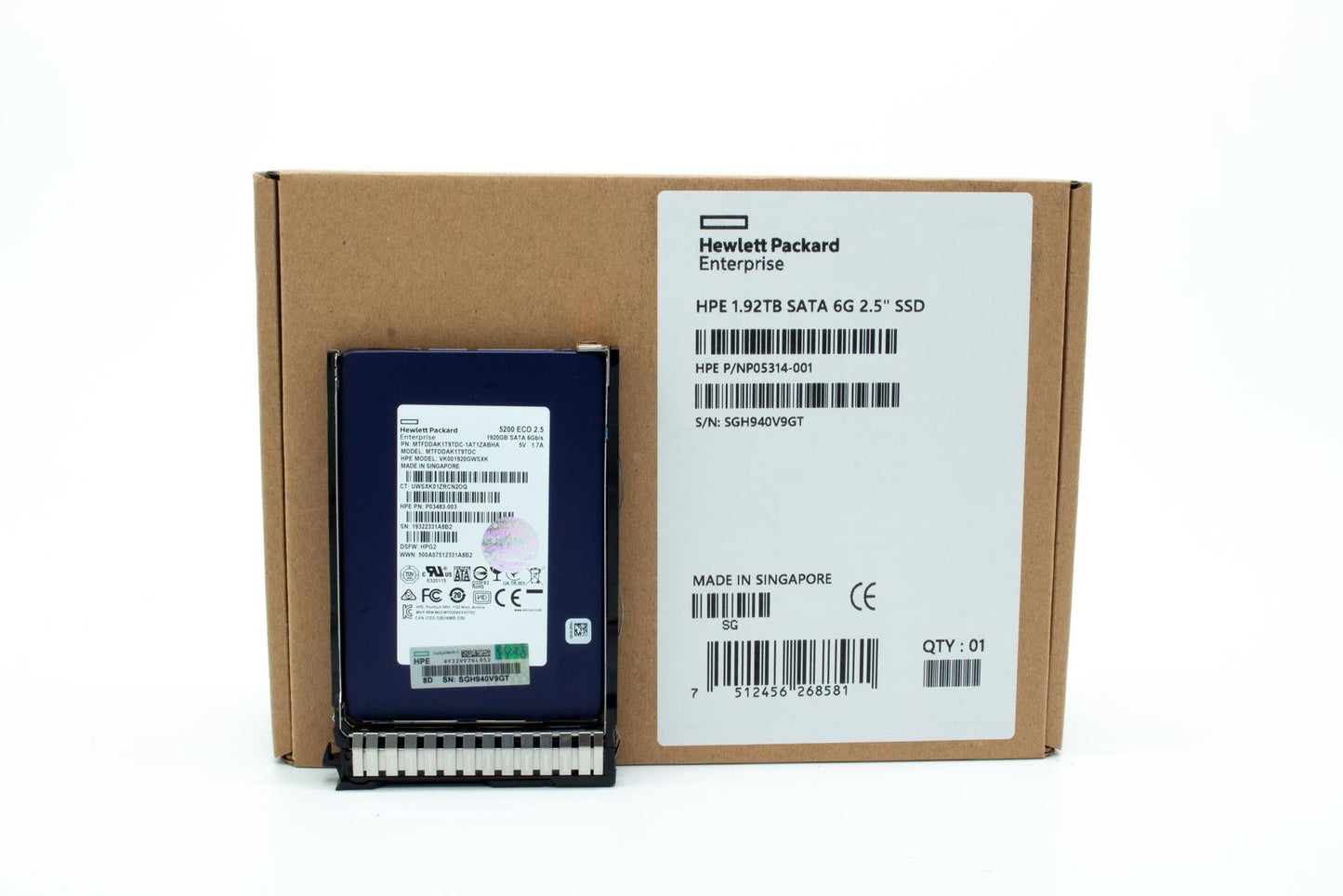 1.92TB SATA Solid State Drive (SSD) - 2.5-inch Small Form Factor (SFF), Read Intensive (RI), Smart Carrier (SC), Digitally Signed Firmware (DS)