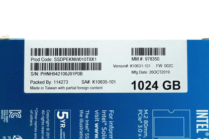 Intel TB 660P NVMe M.2 Internal SSD (SSDPEKNW010T8X1)
