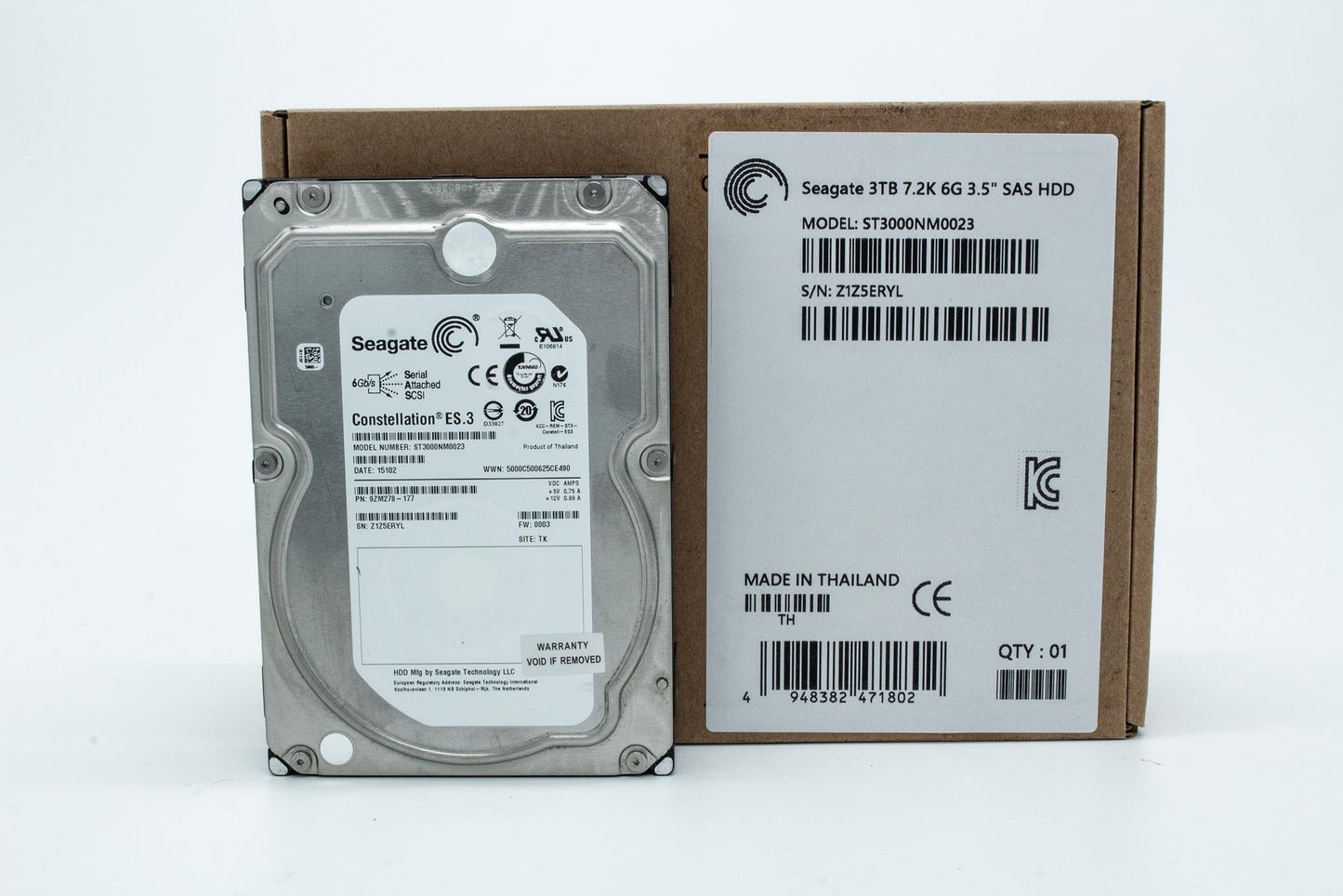 SEAGATE ST3000NM0023 Constellation ES.3 3TB 7200 RPM 128MB cache SAS 6.0Gb/s 3.5" internal hard drive (Bare Drive) Bare Drive