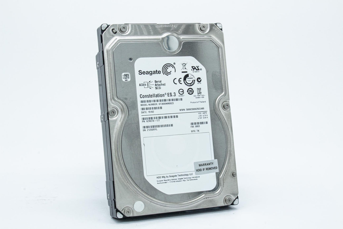 SEAGATE ST3000NM0023 Constellation ES.3 3TB 7200 RPM 128MB cache SAS 6.0Gb/s 3.5" internal hard drive (Bare Drive) Bare Drive