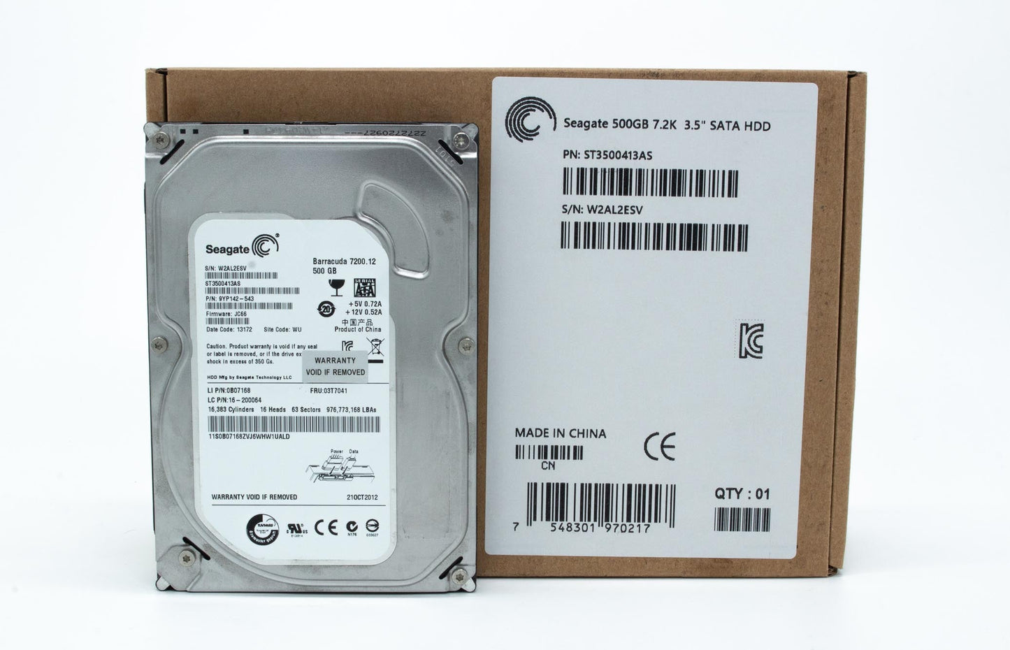 Seagate Barracuda 7200.12 500 GB 7200RPM SATA 6Gb/s with NCQ 16MB Cache 3.5 Inch Internal Bare Drive ST3500413AS