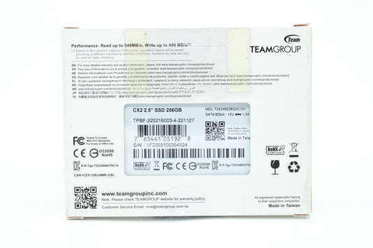 TEAMGROUP CX2 256GB 2.5-inch SATA III Internal Solid State Drive with Read/Write Speed Upto 530/490MB/s and Powerful Wear-Leveling Technology - T253X6256G0C101