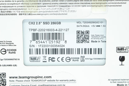TEAMGROUP CX2 256GB 2.5-inch SATA III Internal Solid State Drive with Read/Write Speed Upto 530/490MB/s and Powerful Wear-Leveling Technology - T253X6256G0C101