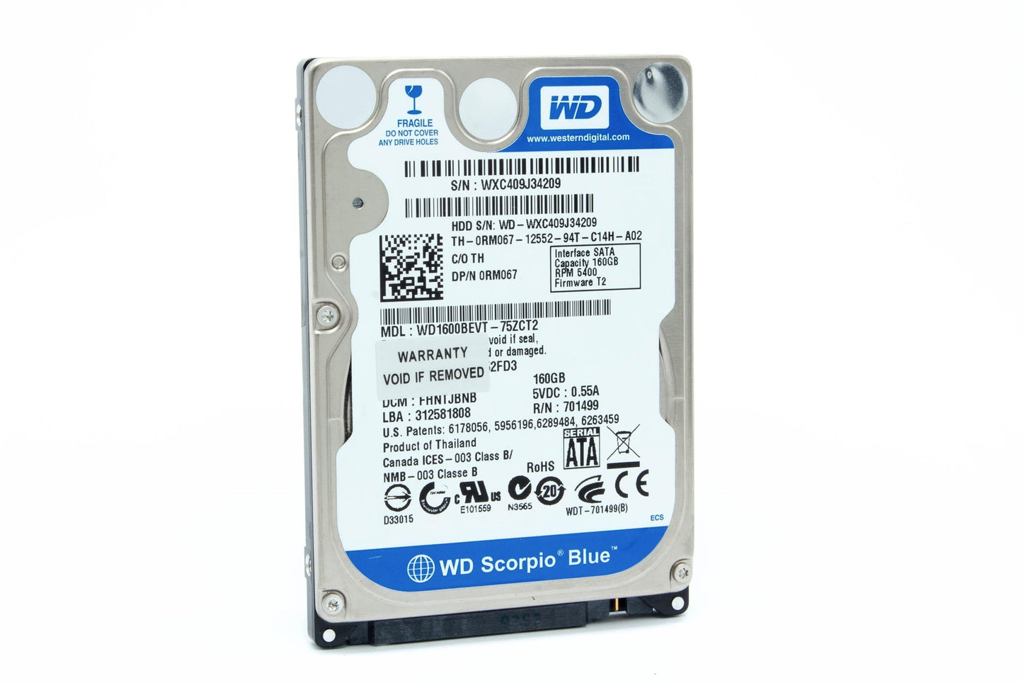 Western Digital Scorpio Blue (WD1600BEVT) 160GB 2.5" SATA HDD