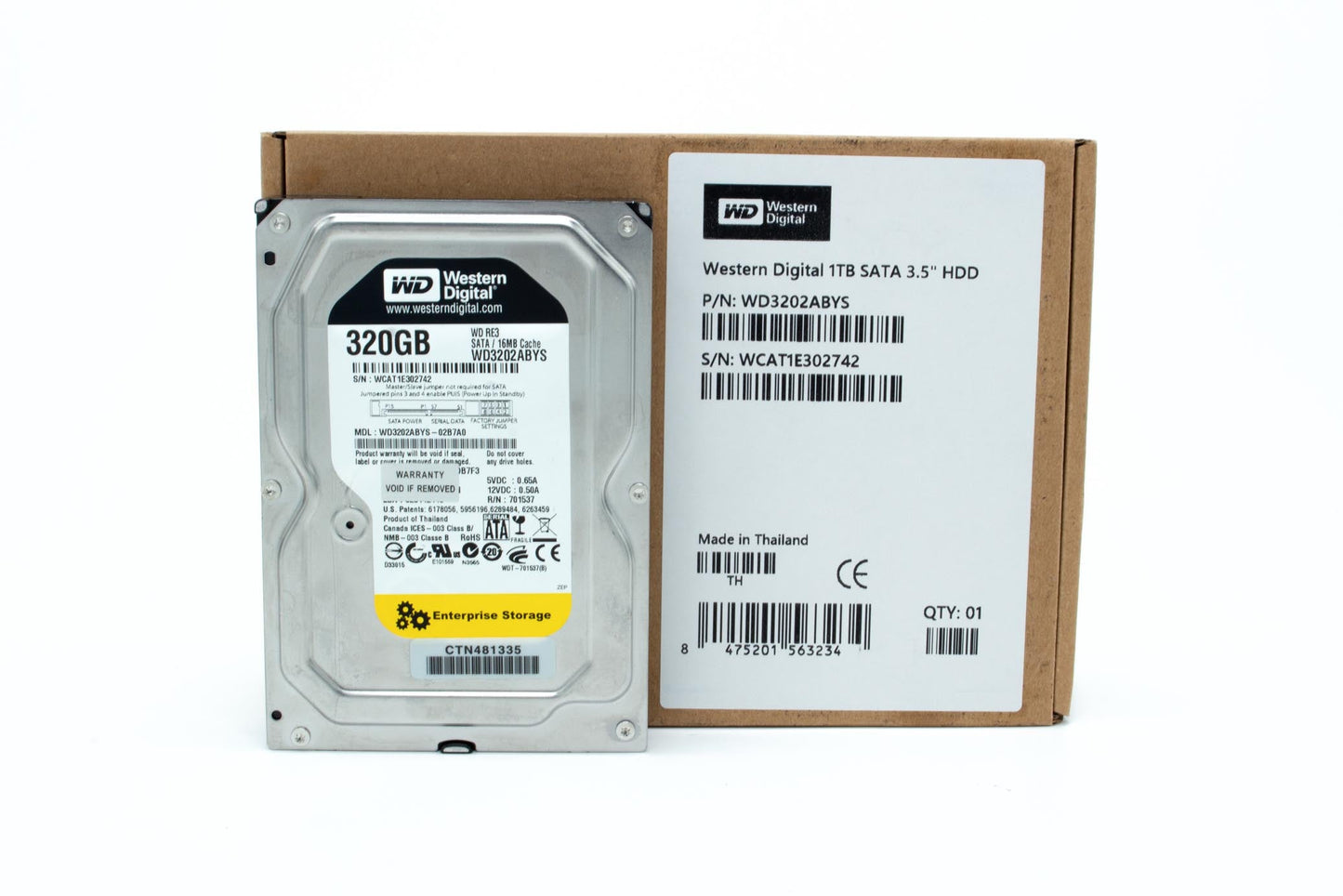 WD3202ABYS-02B7A0, DCM DHRNNT2CHN, Western Digital 320GB SATA 3.5 Hard Drive