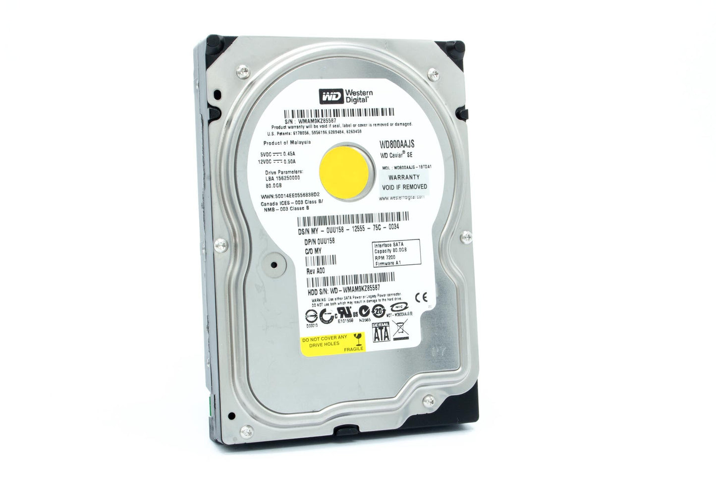Western Digital 80 GB Caviar Blue SATA 7200 RPM 8 MB Cache Bulk/OEM Desktop Hard Drive WD800AAJS