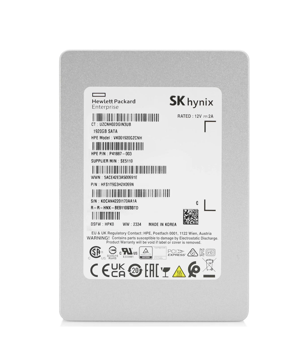 HPE 1.92TB SATA RI SSD P41887-003 VK001920GZCNH in Qatar