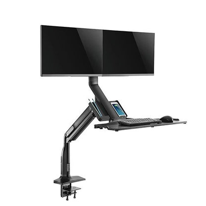 Skill Tech (SHS 21 C02) Desk Mount Gas Spring Floating Sit-Stand Desktop Converter